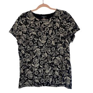 Croft & Barrow 100% Pima Cotton Short Sleeve Floral Print Blouse/Top
